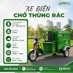 Xe điện 3 bánh chở thùng rác 240l