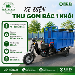 Xe điện 3 bánh chở rác 1 khối