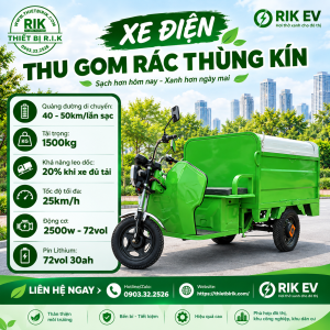 Xe điện thu gom rác thùng kín