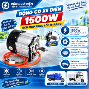 Động cơ xe điện 1500W tích hợp trục lồi 18 răng