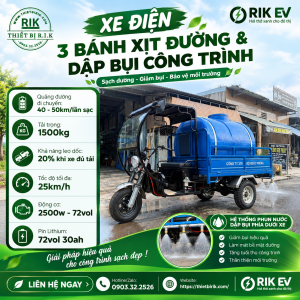 Xe điện 3 bánh xịt đường & dập bụi công trình