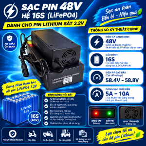 Sạc pin 48V hệ 16S (loại pin LiFePO4 sắt điện áp 3.2V)